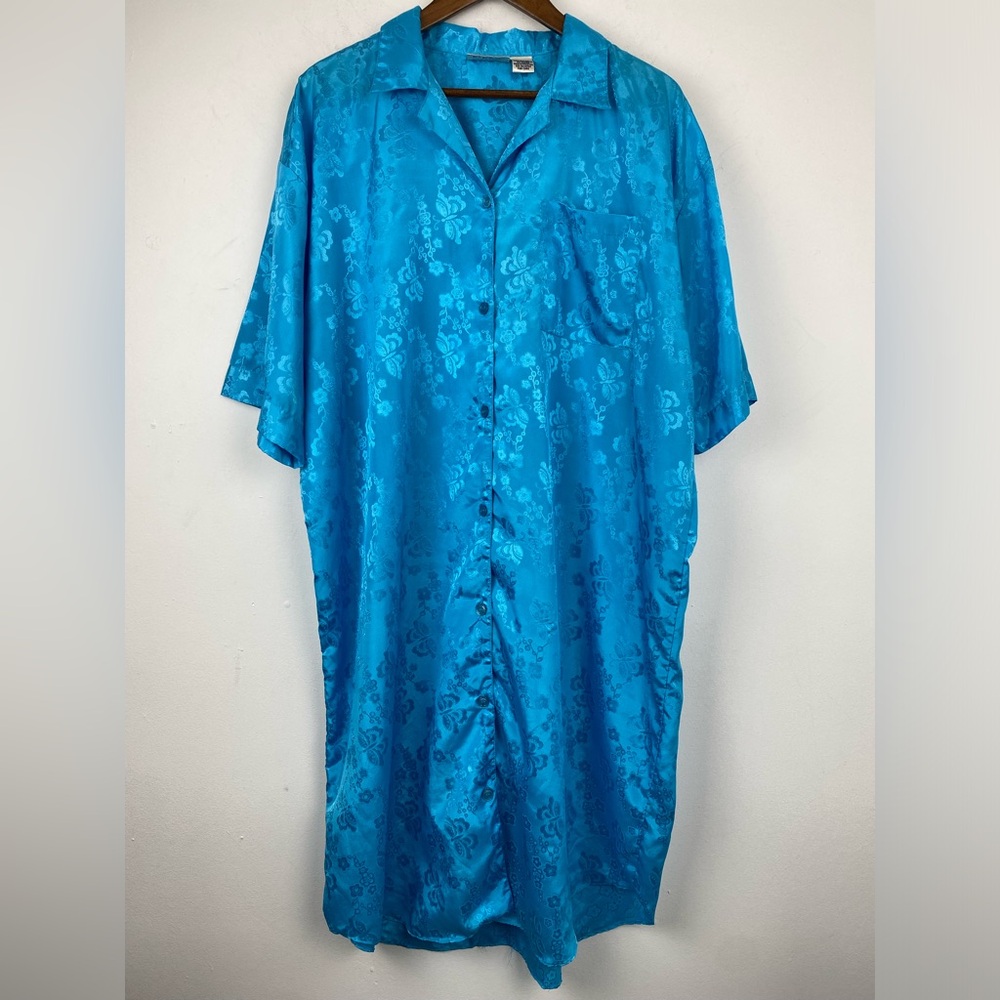 Vintage E.J.C. Intimates One Size Women’s Blue Floral Butterflies Nightgown